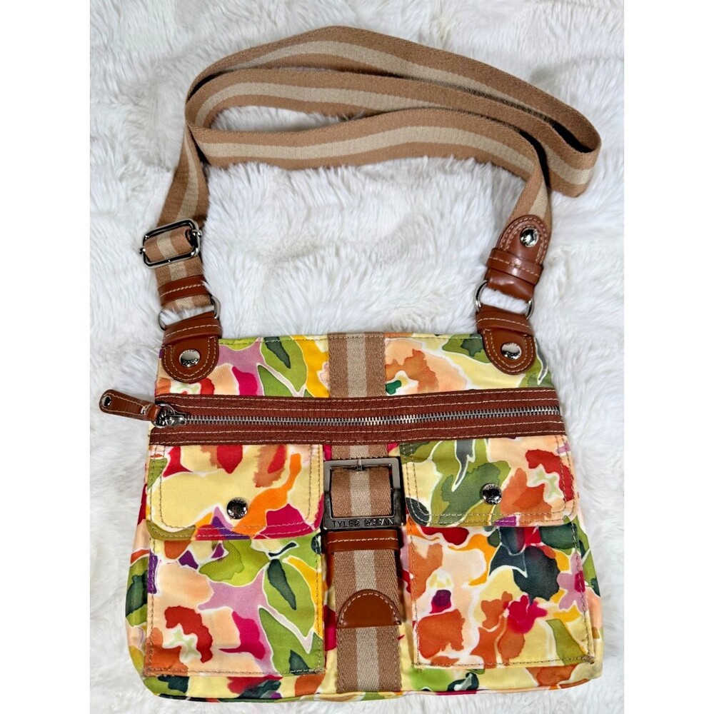 Tyler Rodan Crossbody Colorful Floral Adjustable Strap Chunky Buckle Y2K Purse